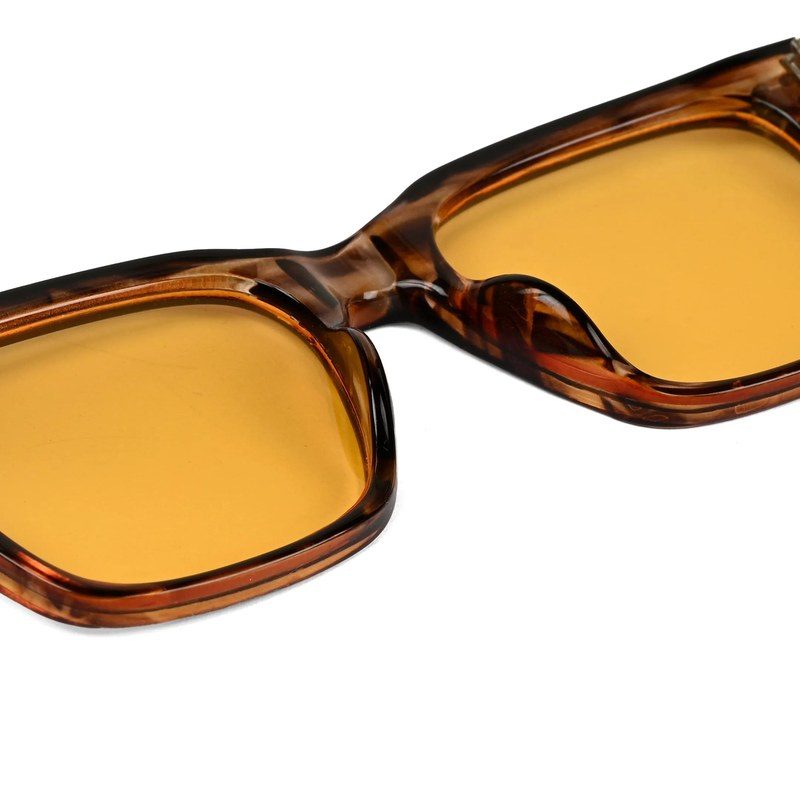 Stelor | Transparent Brown Medium Full Rim Square Sunglasses for Men & Women [UV-protected] HASHTAG X VOSNO