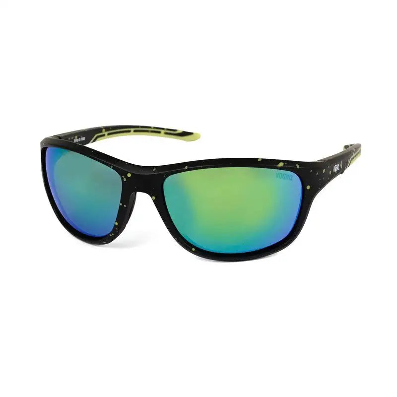 Storm | Black/Green Dotty Texture Medium Full Rim Wraparound Sports Sunglasses for Men & Women [Polarized]