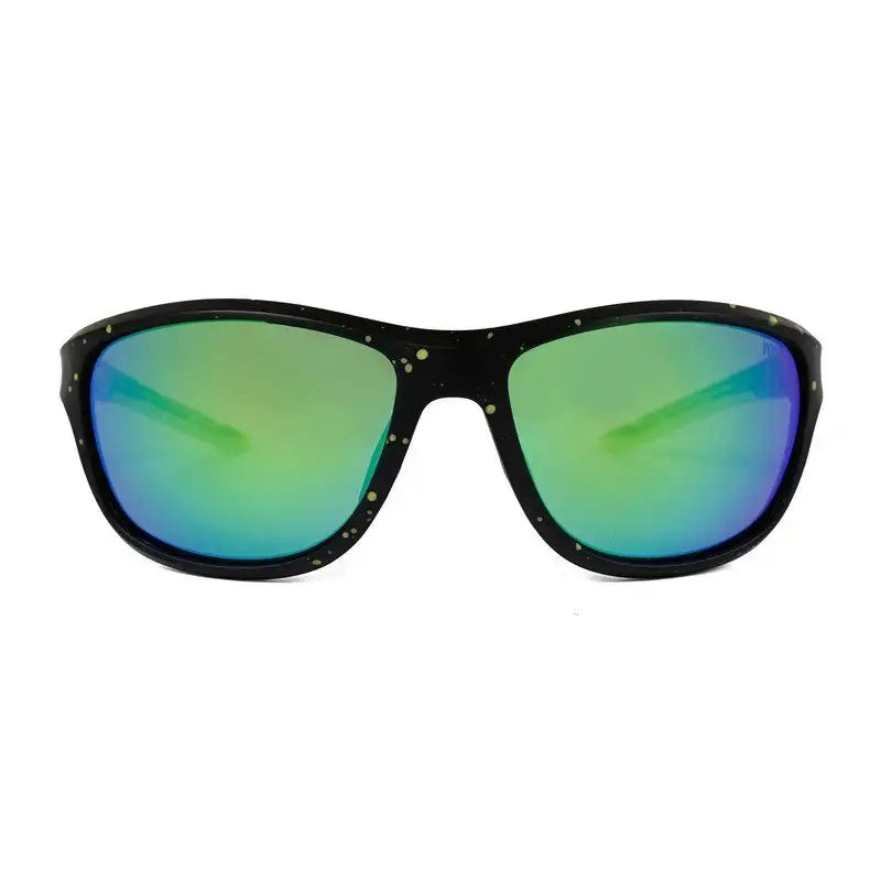Storm | Black/Green Dotty Texture Medium Full Rim Wraparound Sports Sunglasses for Men & Women [Polarized]