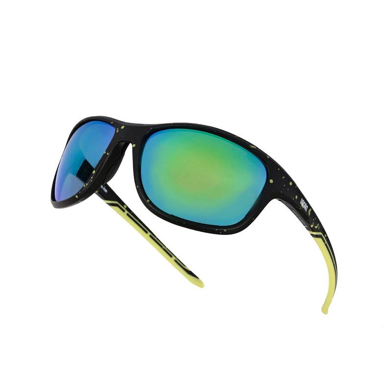 Storm | Black/Green Dotty Texture Medium Full Rim Wraparound Sports Sunglasses for Men & Women [Polarized]