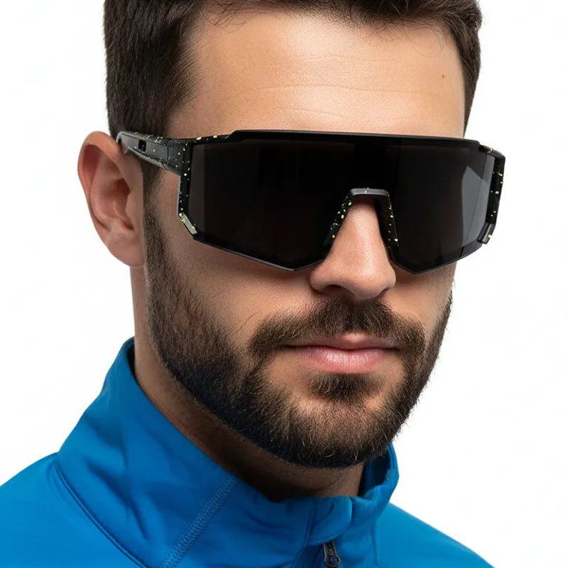 Strix Black Large Full Rim Shield Sports Sunglasses for Men & Women — Hashtag Eyewears