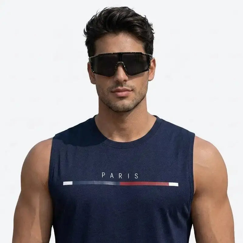Strix | Black Large Full Rim Shield Sports Sunglasses for Men & Women [UV-protected]
