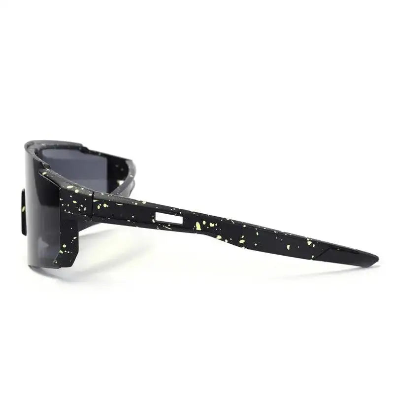 Strix | Black Large Full Rim Shield Sports Sunglasses for Men & Women [UV-protected]