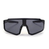 Strix | Black Large Full Rim Shield Sports Sunglasses for Men & Women [UV-protected]