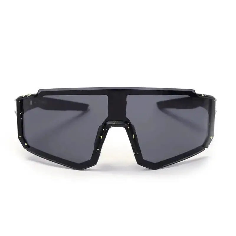 Strix | Black Large Full Rim Shield Sports Sunglasses for Men & Women [UV-protected]