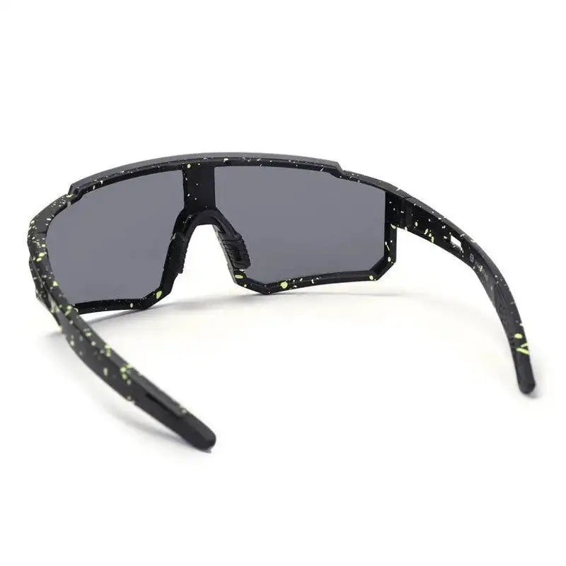 Strix | Black Large Full Rim Shield Sports Sunglasses for Men & Women [UV-protected]