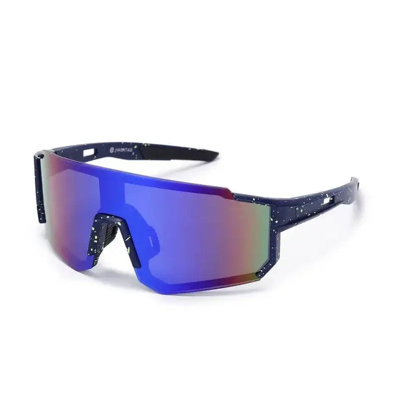 Strix | Blue/Green/Texture Large Full Rim Shield Sports Sunglasses for Men & Women [UV-protected]