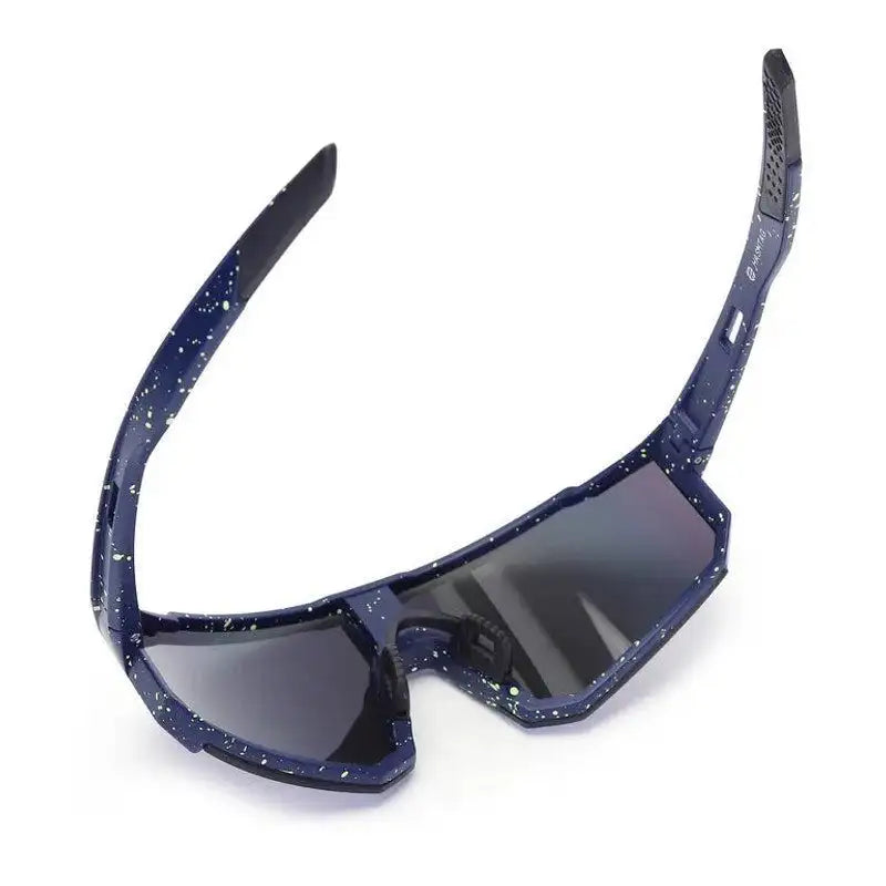 Strix | Blue/Green/Texture Large Full Rim Shield Sports Sunglasses for Men & Women [UV-protected]