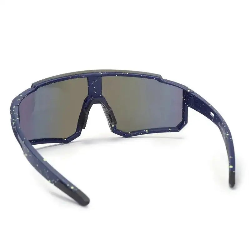 Strix | Blue/Green/Texture Large Full Rim Shield Sports Sunglasses for Men & Women [UV-protected]