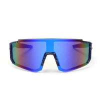Strix | Blue/Green/Texture Large Full Rim Shield Sports Sunglasses for Men & Women [UV-protected]