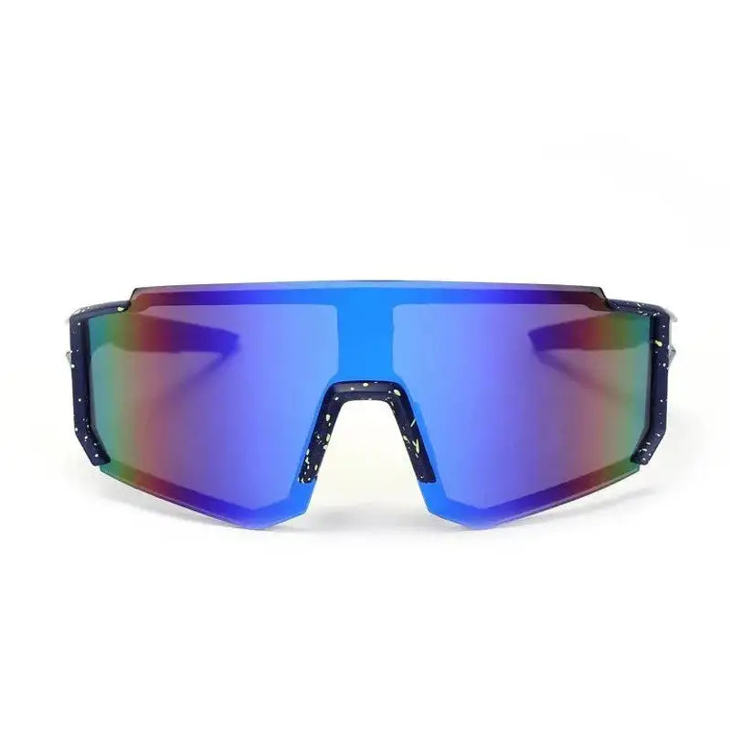 Strix | Blue/Green/Texture Large Full Rim Shield Sports Sunglasses for Men & Women [UV-protected]