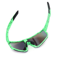 Strix | Green / Black / Texture Large Full Rim Shield Sports Sunglasses for Men & Women [UV-protected]
