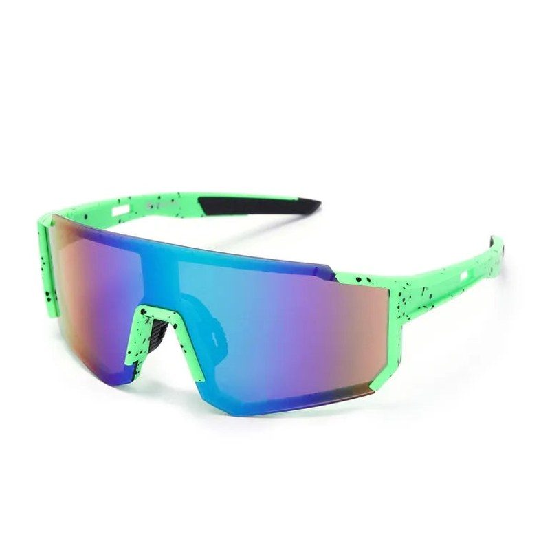 Strix Green / Black / Texture Large Full Rim Shield Sports Sunglasses for Men & Women — Hashtag Eyewears