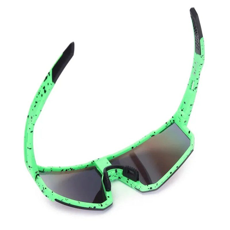 Strix | Green / Black / Texture Large Full Rim Shield Sports Sunglasses for Men & Women [UV-protected]