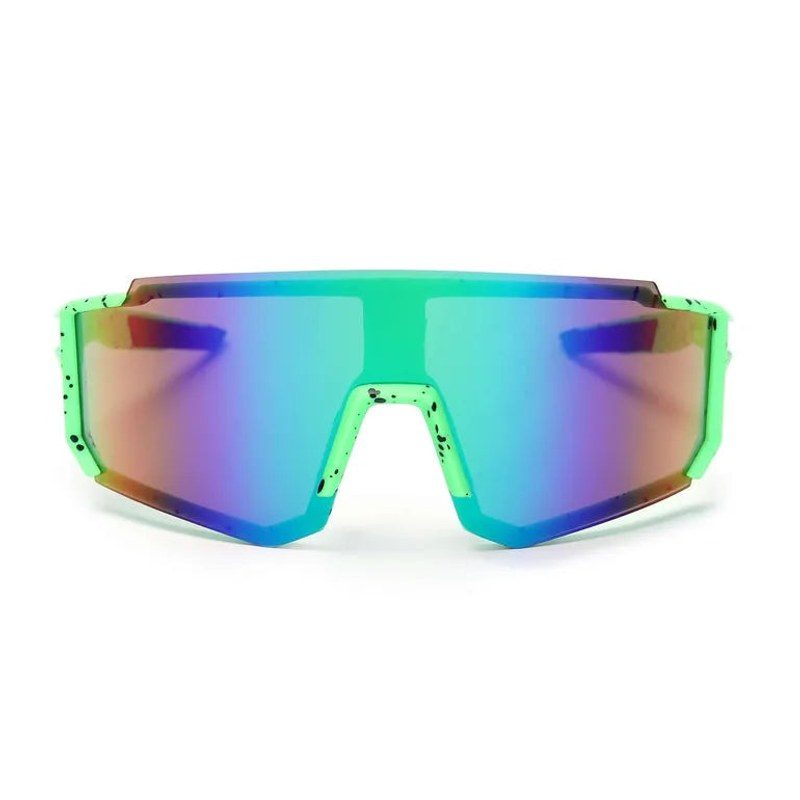 Strix | Green / Black / Texture Large Full Rim Shield Sports Sunglasses for Men & Women [UV-protected]