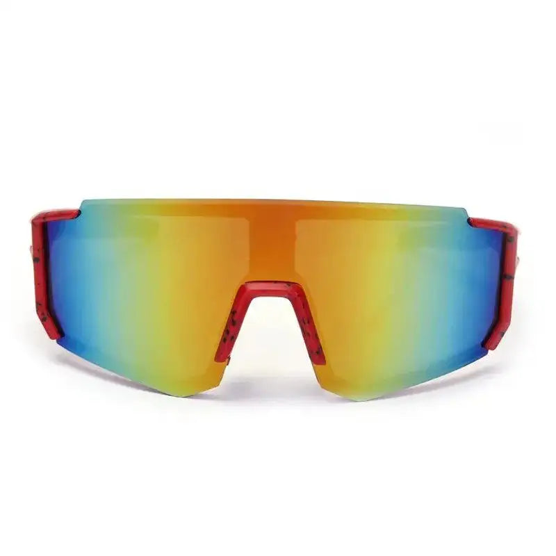 Strix | Red/ Black/ Texture Large Full Rim Shield Sports Sunglasses for Men & Women [UV-protected]