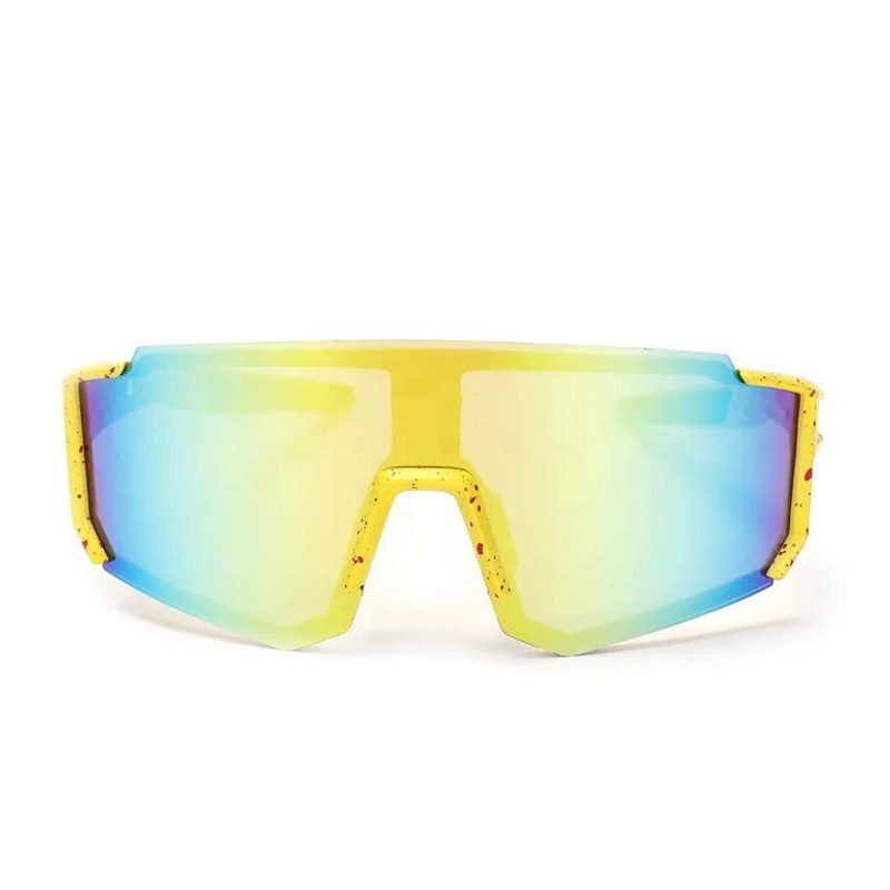 Strix Yellow/Red/Texture Large Full Rim Shield Sports Sunglasses for Men & Women — Hashtag Eyewears