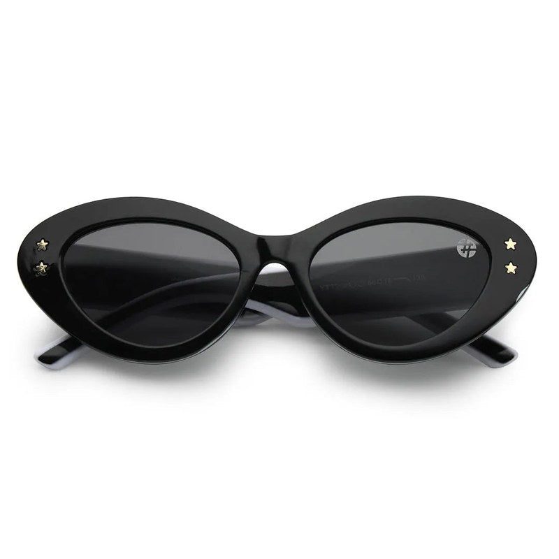 Sunshades | Black & White Medium Full Rim Cateye Sunglasses for Men & Women [UV-protected]