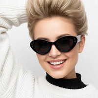 Sunshades Black & White Medium Full Rim Cateye Sunglasses for Men & Women — Hashtag Eyewears