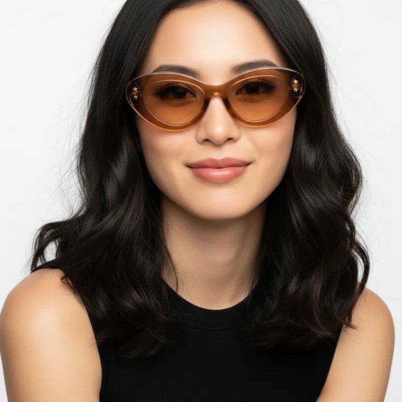Sunshades Brown & White Medium Full Rim Cateye Sunglasses for Men & Women — Hashtag Eyewears