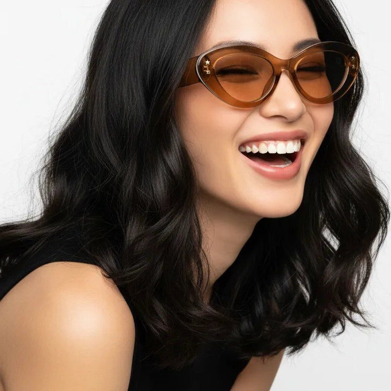 Sunshades Brown & White Medium Full Rim Cateye Sunglasses for Men & Women — Hashtag Eyewears