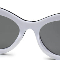 Sunshades White & Black Medium Full Rim Cateye Sunglasses for Men & Women — Hashtag Eyewears