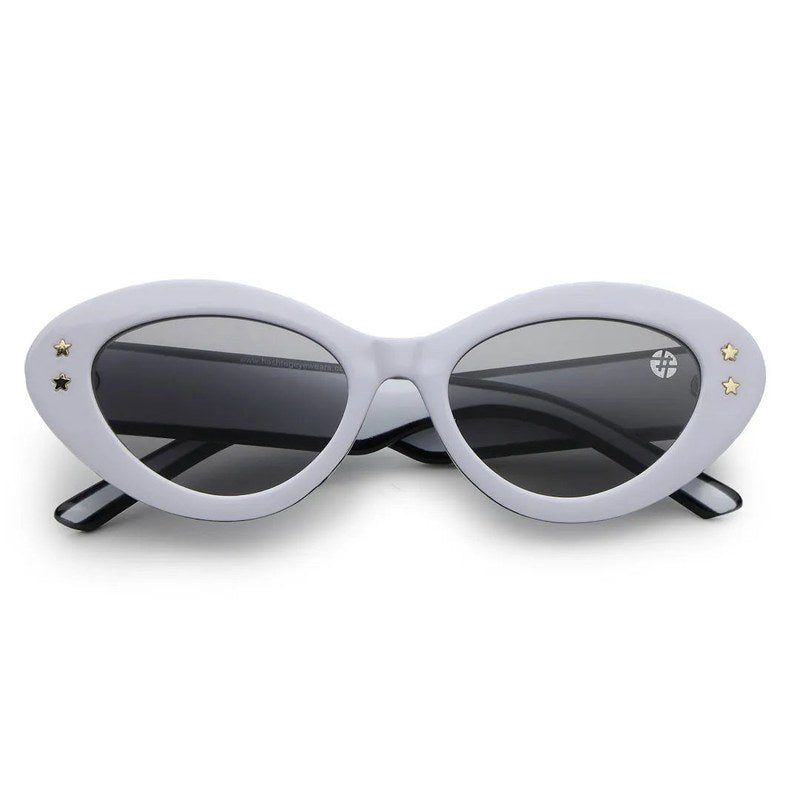 Sunshades White & Black Medium Full Rim Cateye Sunglasses for Men & Women — Hashtag Eyewears