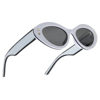 Sunshades White & Black Medium Full Rim Cateye Sunglasses for Men & Women — Hashtag Eyewears