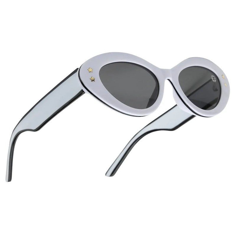 Sunshades White & Black Medium Full Rim Cateye Sunglasses for Men & Women — Hashtag Eyewears