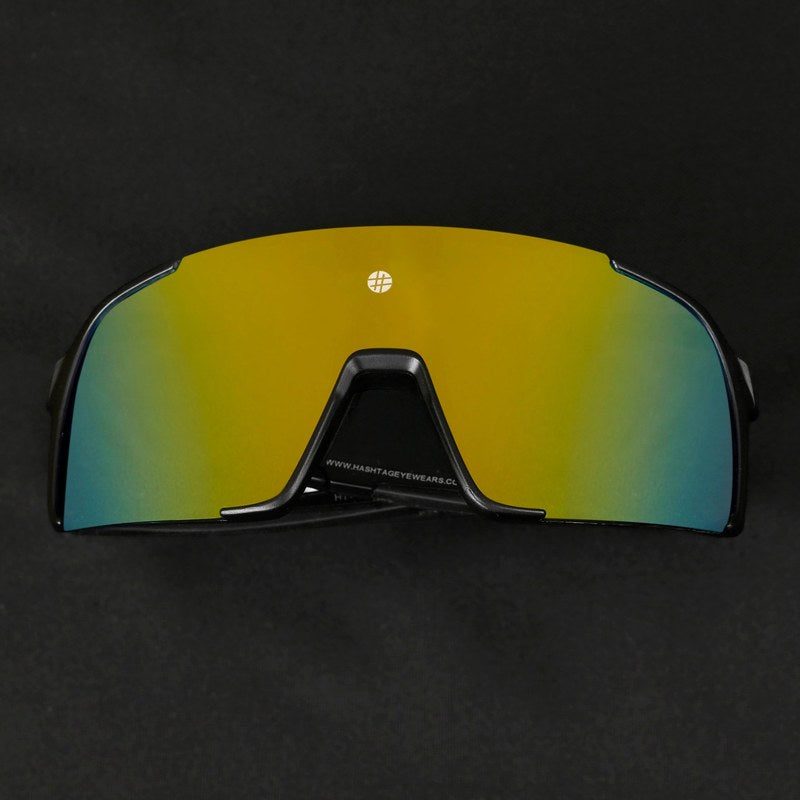 Swift | Black Large Full Rim Visor Sports Sunglasses for Men & Women [Mirrored]
