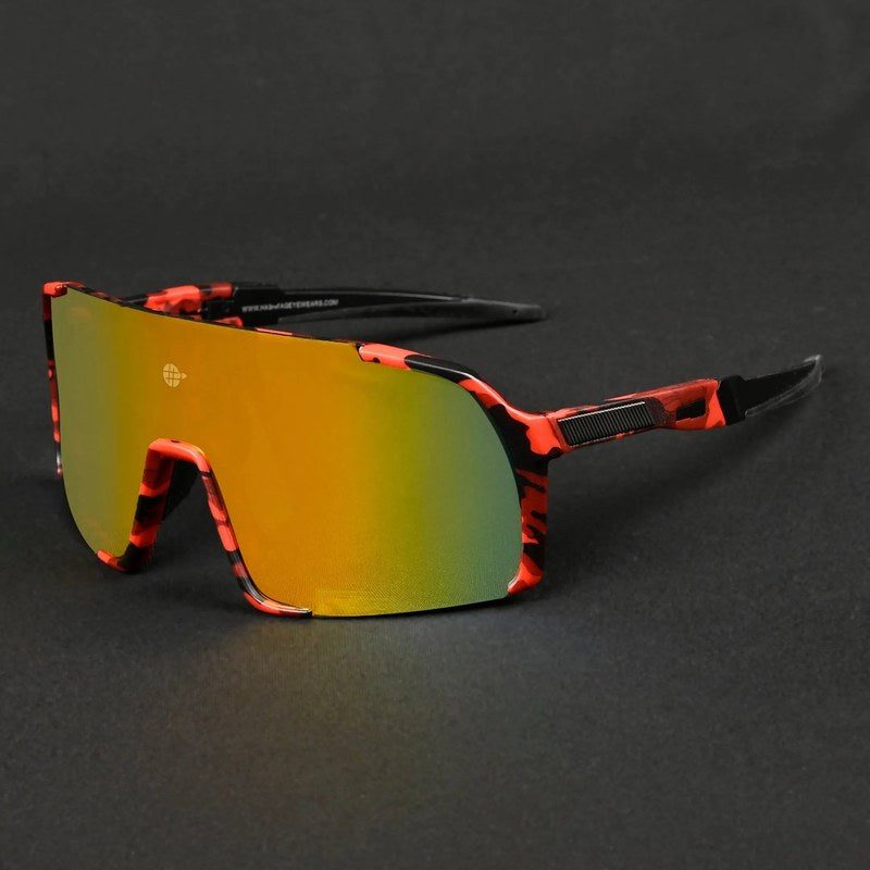 Swift Red-Black Texture Large Full Rim Visor Sports Sunglasses for Men & Women — Hashtag Eyewears