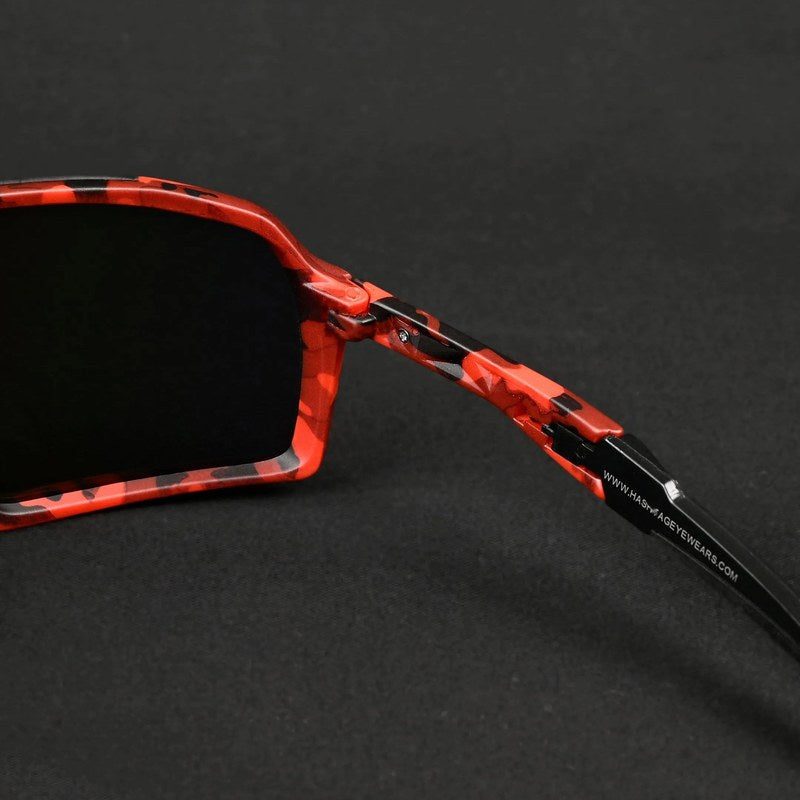 Swift | Red-Black Texture Large Full Rim Visor Sports Sunglasses for Men & Women [Mirrored]