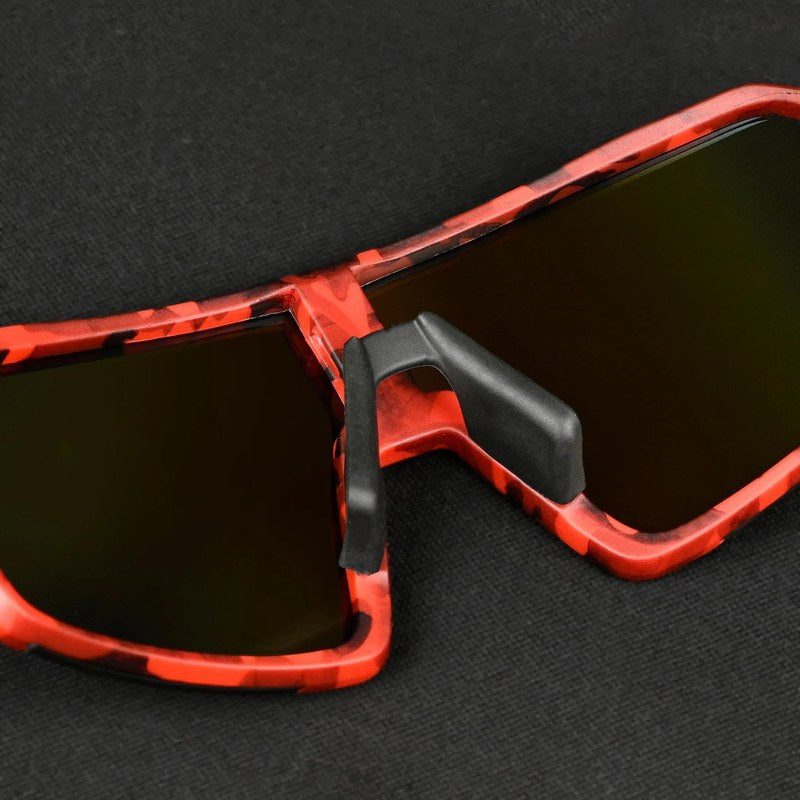 Swift Red-Black Texture Large Full Rim Visor Sports Sunglasses for Men & Women — Hashtag Eyewears