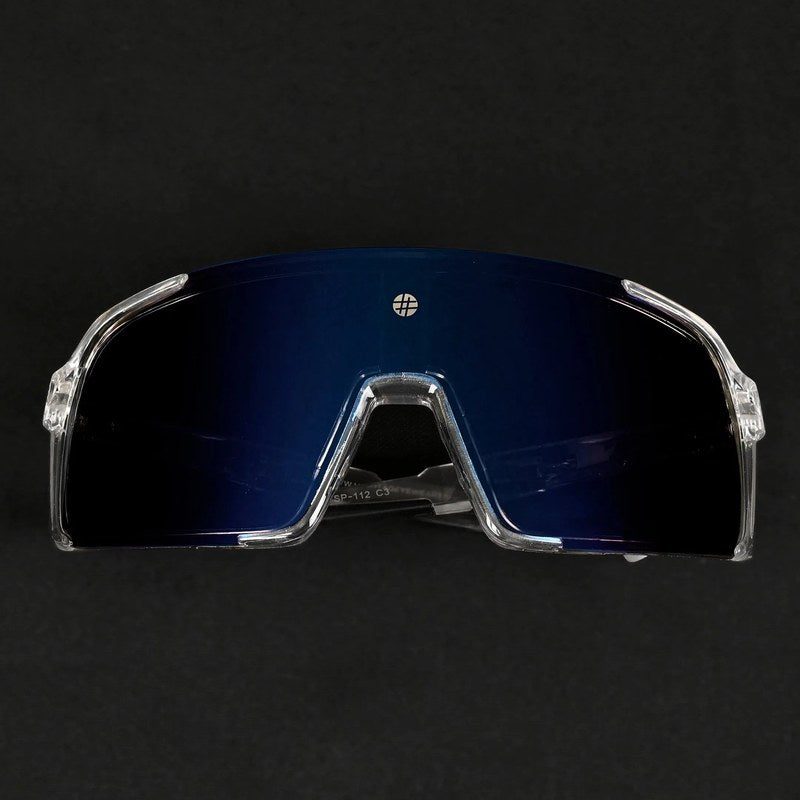 Swift | Transparent Large Full Rim Visor Sports Sunglasses for Men & Women [Mirrored]
