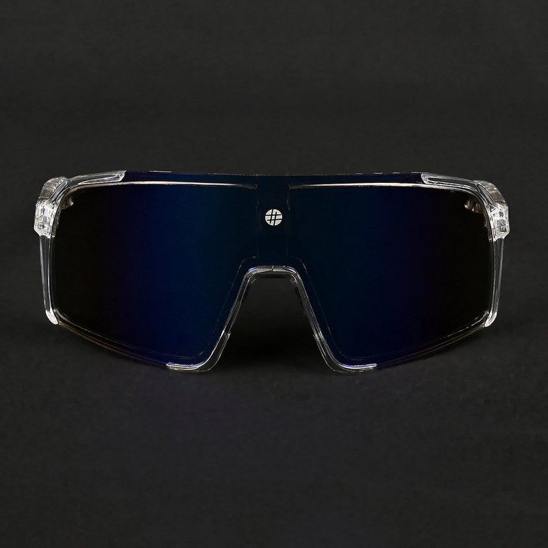 Swift | Transparent Large Full Rim Visor Sports Sunglasses for Men & Women [Mirrored]
