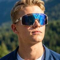 Swift | Transparent Large Full Rim Visor Sports Sunglasses for Men & Women [Mirrored]