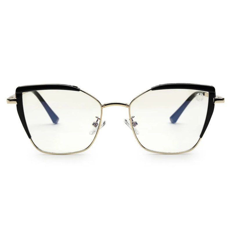 Swit | Black & Golden Large Full Rim Cateye Sunglasses for Women [Photochromic]