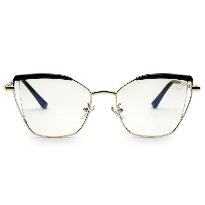 Swit Black, Transparent & Golden Large Full Rim Cateye Sunglasses for Women — Hashtag Eyewears
