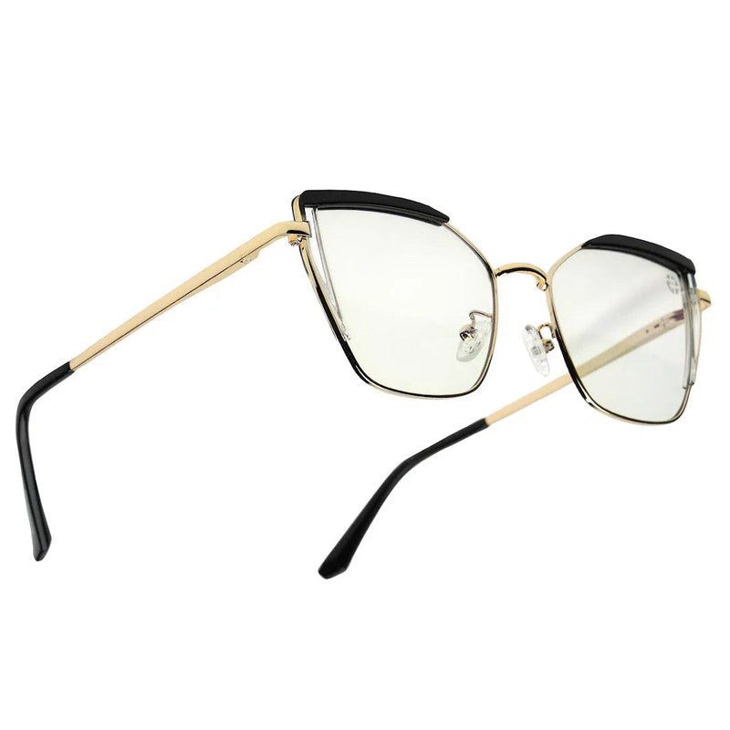 Swit Black, Transparent & Golden Large Full Rim Cateye Sunglasses for Women — Hashtag Eyewears