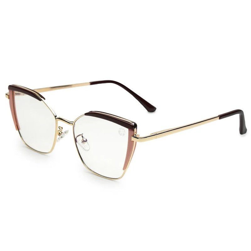 Swit Brown, Pink & Golden Large Full Rim Cateye Sunglasses for Women — Hashtag Eyewears