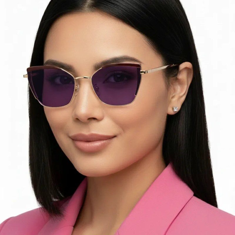 Swit Brown, Pink & Golden Large Full Rim Cateye Sunglasses for Women — Hashtag Eyewears