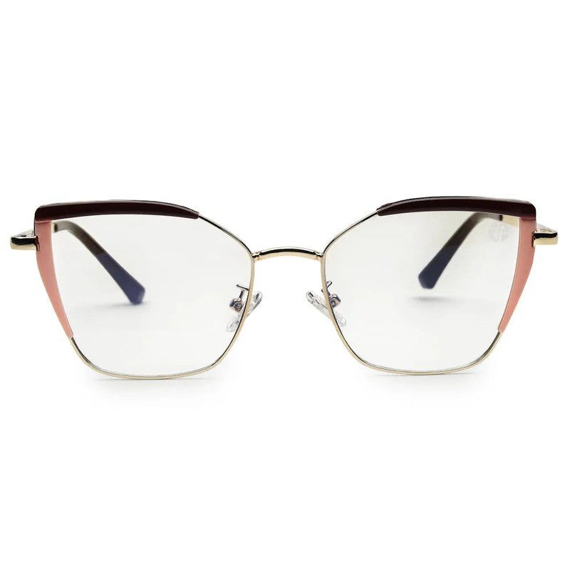 Swit | Brown, Pink & Golden Large Full Rim Cateye Sunglasses for Women [Photochromic]