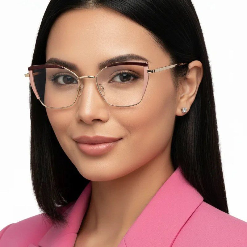 Swit Brown, Pink & Golden Large Full Rim Cateye Sunglasses for Women — Hashtag Eyewears