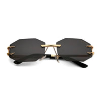 Talon | Black Medium Rim Less Octagon Sunglasses for Men & Women [UV-protected]