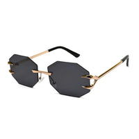 Talon | Black Medium Rim Less Octagon Sunglasses for Men & Women [UV-protected]