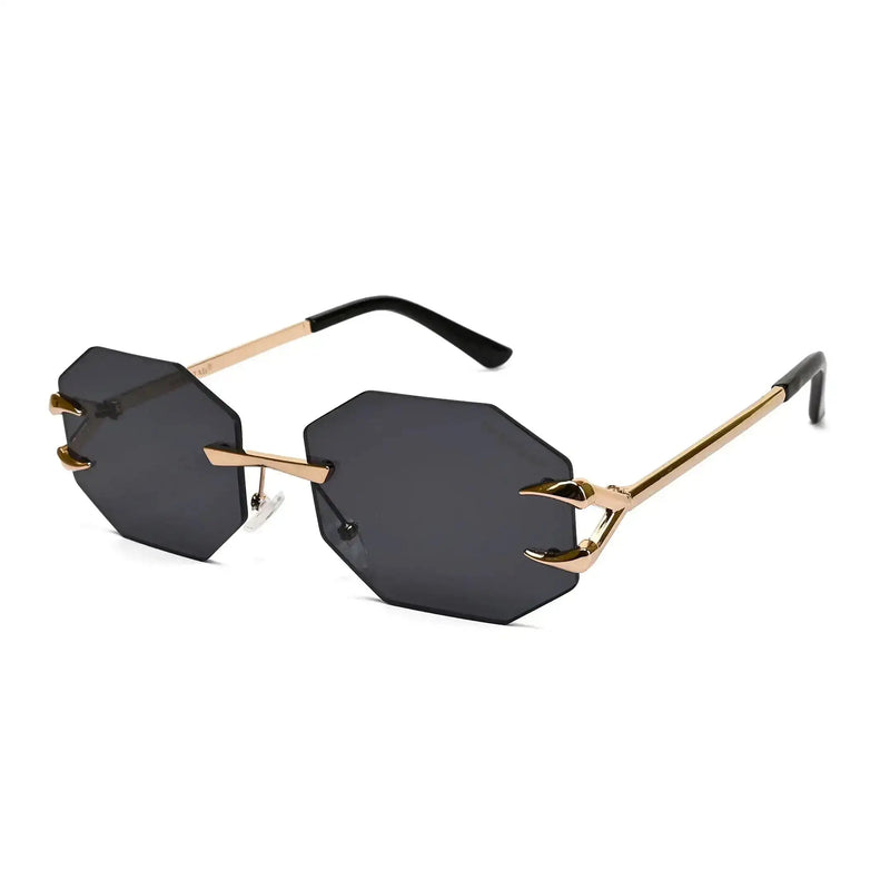 Talon | Black Medium Rim Less Octagon Sunglasses for Men & Women [UV-protected]