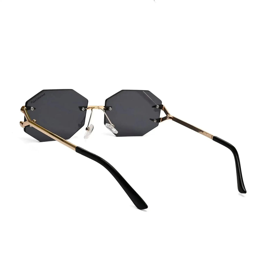 Talon | Black Medium Rim Less Octagon Sunglasses for Men & Women [UV-protected]