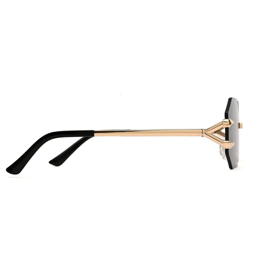 Talon | Black Medium Rim Less Octagon Sunglasses for Men & Women [UV-protected]