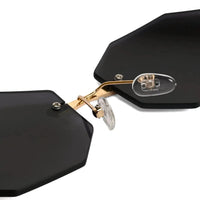 Talon | Black Medium Rim Less Octagon Sunglasses for Men & Women [UV-protected]