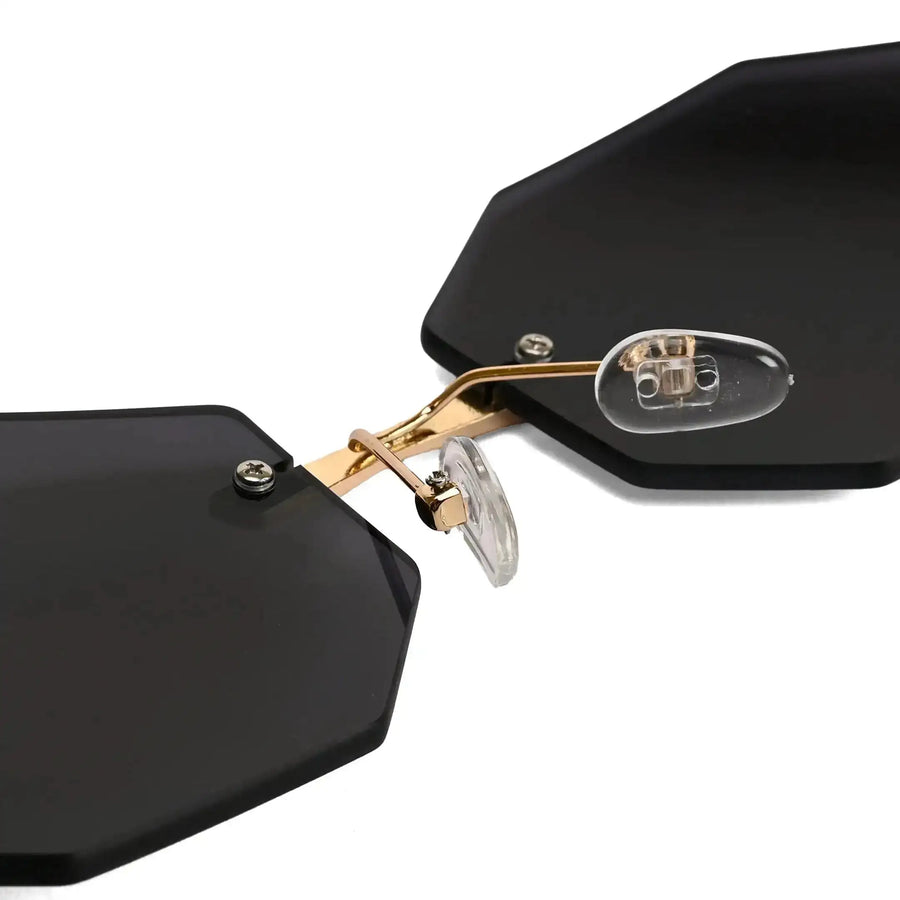 Talon | Black Medium Rim Less Octagon Sunglasses for Men & Women [UV-protected]